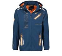 Geographical Norway Softshell ROYAUTE DB MEN 068 negro (WY1999H/GN/Black/Orange), cortavientos, resistente al viento, con membrana, capucha, cómodo, exterior, azul y naranja, L