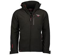 Geographical Norway Taboo Men - Chaqueta Softshell Hombres Impermeable Con Capucha - Chaqueta Outdoor Cortavientos Resistente - Senderismo Esquí Otoño Invierno Primavera (Negro L)