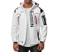 Geographical Norway Techno - Chaqueta flexible para hombre, con capucha desmontable, Hombre, blanco, small