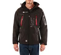 Geographical Norway TECHNO MEN - Chaqueta Softshell Impermeable Hombres - Capucha Hombre Transpirable Exteriores - Chaqueta Invierno Viento - Actividades Ideales Para Exteriores (NEGRO L)