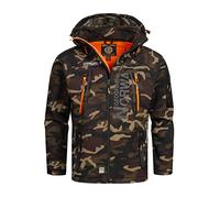 Geographical Norway Techno - Chaqueta flexible para hombre, con capucha desmontable verde y naranja L
