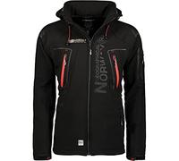 Geographical Norway TECHNO MEN - Chaqueta Softshell Impermeable Hombres - Capucha Hombre Transpirable Exteriores - Chaqueta Invierno Viento - Actividades Ideales Para Exteriores (NEGRO L)