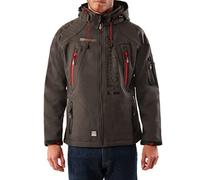 Geographical Norway TECHNO MEN - Chaqueta Softshell Impermeable Hombres - Capucha Hombre Transpirable Exteriores - Chaqueta Invierno Viento - Actividades Ideales Para Exteriores (GRIS M)