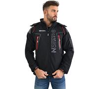 Geographical Norway TECHNO MEN - Chaqueta Softshell Impermeable Hombres - Capucha Hombre Transpirable Exteriores - Chaqueta Invierno Viento - Actividades Ideales Para Exteriores (NEGRO M)