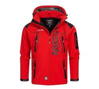 Geographical Norway Techno Men - Chaqueta Softshell Impermeable Hombres - Capucha Hombre Transpirable Exteriores - Chaqueta Invierno Viento - Actividades Ideales para Exteriores (Rojo 3XL)