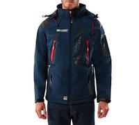 Geographical Norway Techno Men - Chaqueta Softshell Impermeable Hombres - Capucha Hombre Transpirable Exteriores - Chaqueta Invierno Viento - Actividades Ideales para Exteriores (Marina XXXL)