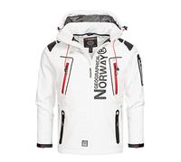 Geographical Norway TECHNO MEN - Chaqueta Softshell Impermeable Hombres - Capucha Hombre Transpirable Exteriores - Chaqueta Invierno Viento - Actividades Ideales Para Exteriores (BLANCO S)
