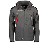 Geographical Norway TECHNO MEN - Chaqueta Softshell Impermeable Para Hombres - Capucha Hombre Transpirable Exteriores - Chaqueta De Invierno De Viento - Actividades Ideales Exteriores (Gris oscuro S)