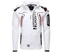 Geographical Norway TECHNO MEN - Chaqueta Softshell Impermeable Para Hombres - Capucha Hombre Transpirable Exteriores - Chaqueta De Invierno De Viento - Actividades Ideales Exteriores BLANCO S