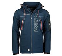 Geographical Norway Techno Men Distribrands - Chaqueta Softshell impermeable hombre - Chaqueta transpirable con capucha para exteriores - de invierno a prueba de viento (Azul Marino/Rojo S)