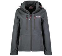Geographical Norway Timmex Lady - Chaqueta Softshell Mujer Impermeable Con Capucha - Abrigo Mujeres Outdoor Cortavientos Resistente - Senderismo Esquí Otoño Invierno Primavera (Gris Oscuro Negro L)