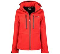 Geographical Norway Timmex Lady - Chaqueta Softshell Mujer Impermeable Con Capucha - Abrigo Mujeres Outdoor Cortavientos Resistente - Senderismo Esquí Otoño Invierno Primavera (Rojo Negro XL)