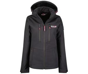 Geographical Norway Timmex Lady - Chaqueta Softshell Mujer Impermeable Con Capucha - Abrigo Mujeres Outdoor Cortavientos Resistente - Senderismo Esquí Otoño Invierno Primavera (Marino Negro S)