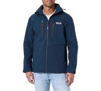Geographical Norway Timmex Men - Chaqueta Softshell Hombre Impermeable Con Capucha - Abrigo Para Hombres Outdoor Cortavientos Resistente - Senderismo Esquí Otoño Invierno Primavera (Marino L)