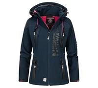 Geographical Norway Tisland Lady Distribrands - Chaqueta softshell impermeable para mujer - Chaqueta con capucha resistente al invierno y al viento (Azul marino/Rosa XL Talla 4)