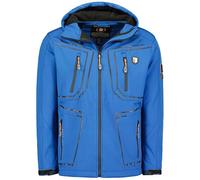 Geographical Norway Topere Men - Chaqueta Softshell Hombre Impermeable Con Capucha - Abrigo Para Hombres Outdoor Cortavientos Resistente - Senderismo Esquí Otoño Invierno Primavera (Azul Real L)