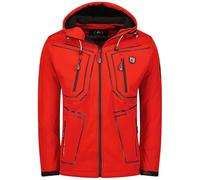 Geographical Norway Topere Men - Chaqueta Softshell Hombre Impermeable Con Capucha - Abrigo Para Hombres Outdoor Cortavientos Resistente - Senderismo Esquí Otoño Invierno Primavera (Rojo L)
