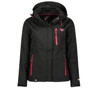Geographical Norway Touna Lady - Chaqueta Softshell impermeable para mujer - Chaqueta con capucha para exteriores - Chaqueta cortavientos resistente al invierno (Negro_rosa_flash L Talla 3)