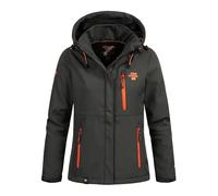 Geographical Norway Touna Lady - Chaqueta Softshell impermeable para mujer - Chaqueta con capucha para exteriores - Chaqueta cortavientos resistente al invierno (Gris_oscuro_naranja S Talla 1)