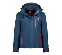 Geographical Norway Touna Lady - Chaqueta Softshell impermeable para mujer - Chaqueta con capucha para exteriores - Chaqueta cortavientos resistente al invierno (Azul_marino_rosa_flash L Talla 3)