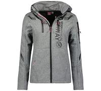 Geographical Norway trufa dama Chaqueta Softshell impermeable con capucha para exteriores para mujer, Chaqueta resistente al viento, Senderismo Esquí Otoño Invierno Primavera (Gris claro M)