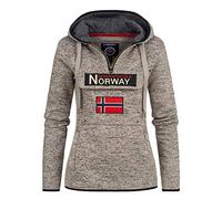 Geographical Norway UPCLASSICA Lady - Sudadera Capucha Bolsillos De Forro Polar Kangaroo - Sudadera De Manga Larga Y Cálida - Sudadera con Capucha Tops Sport (Gris Mixto L)