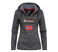 Geographical Norway UPCLASSICA Lady - Sudadera Capucha Bolsillos De Forro Polar Kangaroo - Sudadera De Manga Larga Y Cálida - Sudadera con Capucha Tops Sport (Negro L)