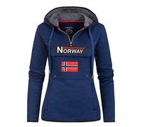 Geographical Norway UPCLASSICA Lady - Sudadera Capucha Bolsillos De Forro Polar Kangaroo - Sudadera De Manga Larga Y Cálida - Sudadera con Capucha Tops Sport (Azul Oscuro L)
