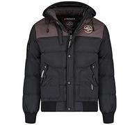 Geographical Norway VOLVA MEN - Chaqueta Capucha Hombres Impermeable - Grueso Abrigo Jacket Cazadora Abrigo Piel - Chaquetas Invierno Acolchada - Parka Hombre (Negro 2XL)