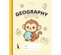 Geography Notebook: Cute Monkey School Notebook for Kids: Cute Animal Composition Notebook for School, Homework, Notes and Learning | Grid Paper | Soft Cover | 110 Pages | 8.5 x 11 in