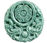GeOinQL Colgante de jade, 1.84 Inch A Pair Dragon Eight Diagrams Jade Pendant Fengshui Amulet