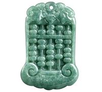 GeOinQL Colgante de jade, Hand-carved Grade A Jadeite Fengshui Amulet with Adjustable Cord