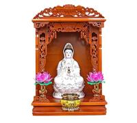 GeOinQL Estante para Altar de Buda, Templo Budista Chino con Estante de Altar, Vitrina de Madera Tallada for el Dios de la Riqueza Guan Gong
