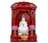 GeOinQL Estante para Altar de Buda, Templo Budista Chino con Estante de Altar, Vitrina de Madera Tallada for el Dios de la Riqueza Guan Gong
