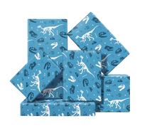 Geología, antropología, tiranosaurio Rex, dinosaurio, huesos fósiles, bocetos en papel de regalo azul, 4 hojas de 50 x 70 cm por hoja, para niños, geólogos, amantes del período jurásico, envoltura de