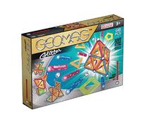 Geomag - CLASSIC GLITTER 68 Piezas - Construcciones Magnéticas con Purpurina- Juguetes para Niños de 3 Años- Fabricado en Suiza - 24 Varillas Coloridas, 20 Bolas, 12 Baldosas de Construcción - STEM