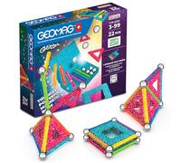 GEOMAG - Glitter 22 Piezas - Bloques Magneticos Construcciones Brillantinadas para Niños Desde 3 Años - 100% Plástico Reciclado - Fabricación Suiza - Juego Magnético con 8 Palos, 8 Bolas, 6 Tiles
