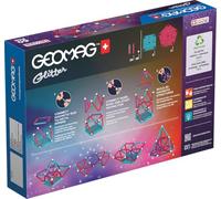Geomag, Glitter Recycled, Construcciones Magnéticas Efecto Glitter, Barras Magnéticas Brillantes y de Colores, Paquete de 60 Piezas, Plástico 100% Reciclado