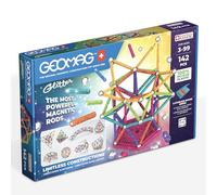Geomag, Glitter Recycled, Construcciones magnéticas con Purpurina, Barras magnéticas con Purpurina y Colores, Paquete de 142 Piezas, 100% plástico Reciclado