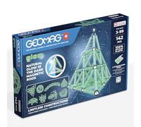 Geomag, Glow Recycled, Construcciones magnéticas con Efecto fosforescente, Barras magnéticas Que Brillan en la Oscuridad, Paquete de 142 Piezas, 100% plástico Reciclado