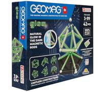 Geomag, Glow Recycled, Construcciones Magnéticas Efecto Glow, Barras que Brillan en la Oscuridad, Paquete de 42 Piezas, Plástico 100% Reciclado