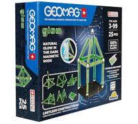 Geomag, Glow Recycled, Construcciones Magnéticas Efecto Glow, Barras Que Brillan en la Oscuridad, Paquete de 25 Piezas, Plástico 100% Reciclado