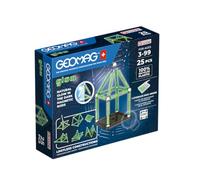 Geomag, Glow Recycled, Construcciones Magnéticas Efecto Glow, Barras Que Brillan en la Oscuridad, Paquete de 25 Piezas, Plástico 100% Reciclado