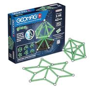 Geomag, Glow Recycled, Construcciones Magnéticas Efecto Glow, Barras que Brillan en la Oscuridad, Paquete de 42 Piezas, Plástico 100% Reciclado