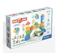 Geomag Magicube Shapes, Bloques de Construcción Magnéticos para Niños a Partir de 1 Año - Juego de 32 Cubos de 4 Colores y Formas Hechos de Plástico 100% Reciclado