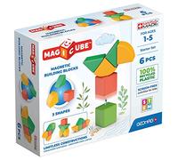 GEOMAG Magicube Shapes, Bloques de Construcción Magnéticos para Niños a Partir de 1 Año - Juego de 6 Cubos de 4 Colores y Formas Hechos de Plástico 100% Reciclado