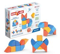 Geomag Magicube Shapes, Bloques de Construcción Magnéticos para Niños a Partir de 1 Año - Juego de 9 Cubos de 3 Colores y Formas Hechos de Plástico 100% Reciclado
