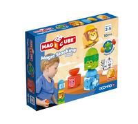 Geomag - Magicube Stacking Safari 10 Cubos Magnéticos Animales - Set Safari de Construcción Magnética para Bebés | Cubos Apilables con Animales Salvajes | Juguete Stem Eco +1,5 Años