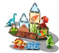 Geomag Magnetic Tiles Dino World 25 Piezas - Set de Construcción Temático de Dinosaurios Magnéticos, Paneles Traslúcidos, Baldosas de Construcción - Juegos Stem 3D
