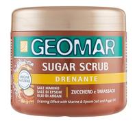 GEOMAR | Exfoliante de Azúcar Drenante, Con Sal Marina, Sales de Epsom, Aceite de Argán y Extractos de Azúcar y Diente de León, 95% de Origen Natural, Made in Italy, Paquete de 600 g